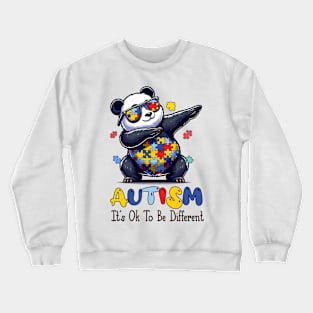 Panda Autism Awareness Flag, Autism Awareness Month Crewneck Sweatshirt